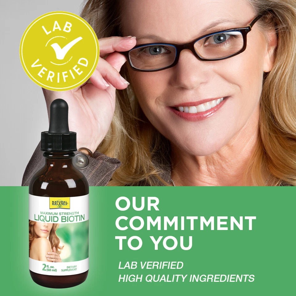Líquido de biotina Natural Balance 5000 mcg | 2 oz, 60 porciones Foto 4 de 4