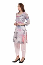 Kurti Pant Golden Color Chanderi Silk Dress Set Traditional Everyday Wear Gift