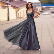 Sweetheart Tulle A-Line Evening Dresses Cap Sleeve Floor Length Party Prom Gowns