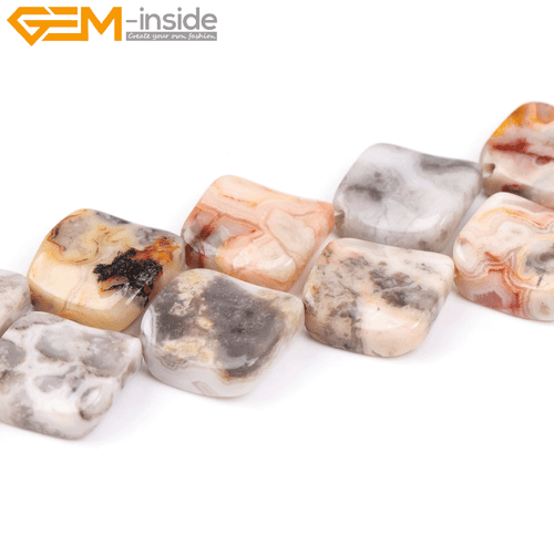 Square Diagonal Twist Assorted Colors Beads Jewelry Making 16mm Natural Stone - Picture 26 of 46