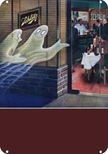1952 SCHLITZ BEER Ghosts Haunt Favorite Bar Tavern DECORATIVE REPLICA METAL SIGN