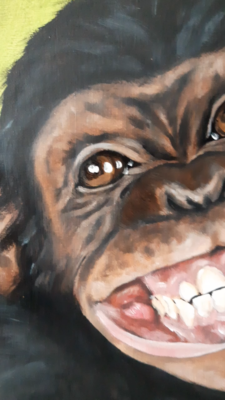 Monkey Original Painting Animal Art 16 by 20 Pet Portrait Canvas