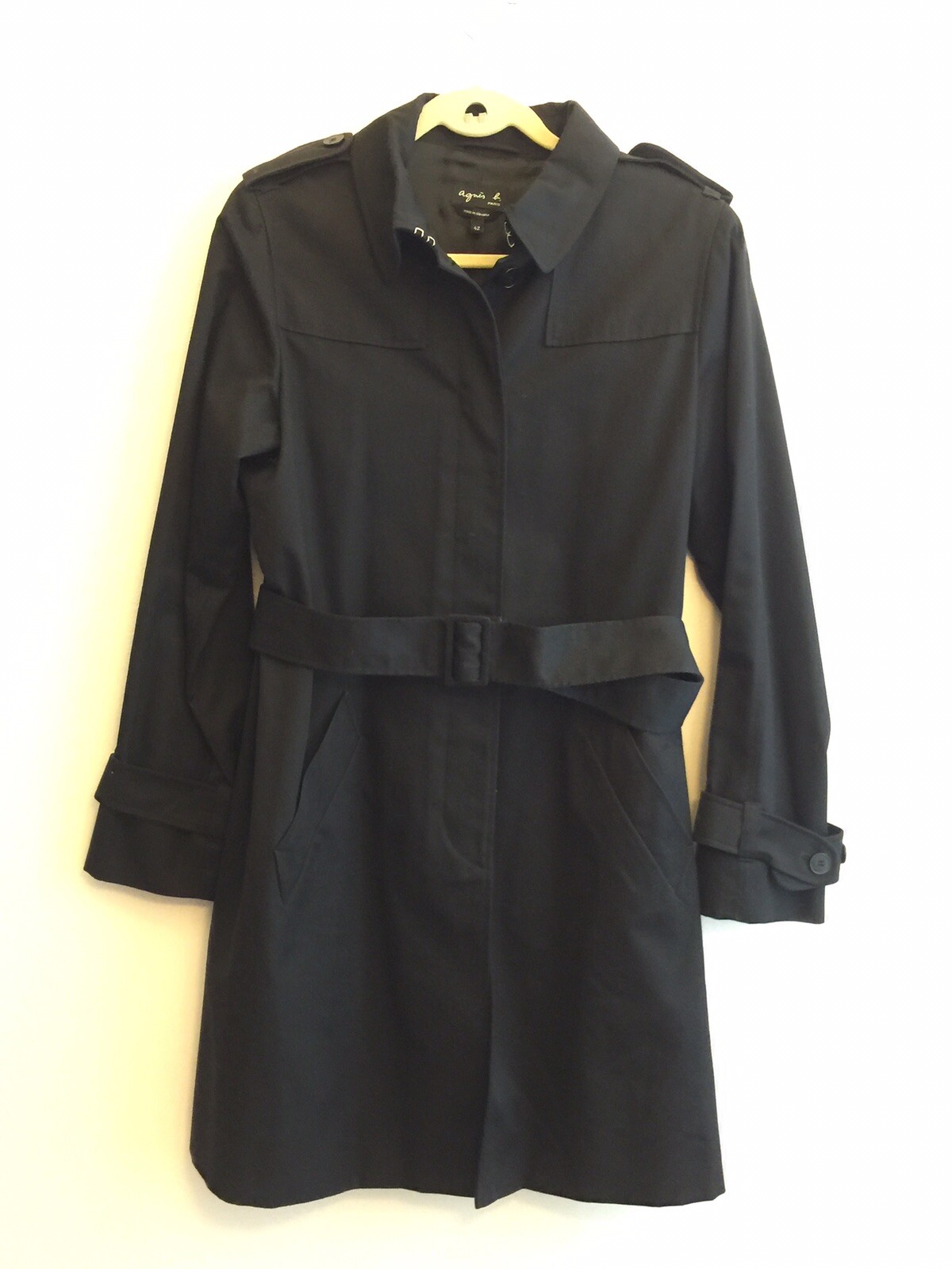 AGNES B TRENCH COAT COTTON JACKET BLACK 