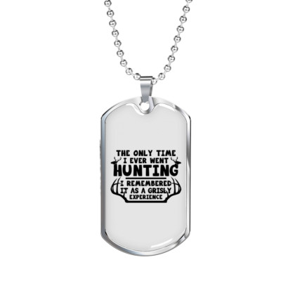 Grisly Experience Hunting Dog Tag Necklace Stainless Steel 24'' Chain Silver Ton