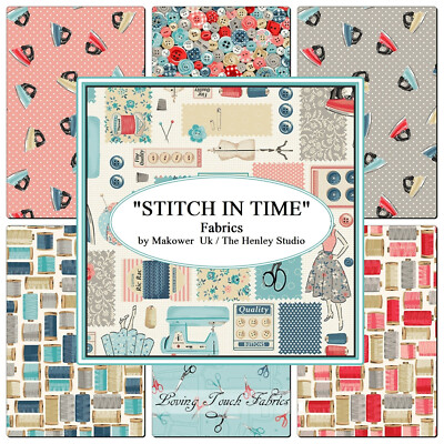 MAKOWER ''STITCH IN TIME'' SEWING THEME FABRICs PRICED PER 1/2 YD