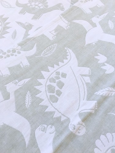 COPERTA BAMBINO JACQUARD LUSSO VICOLO PAVONE $125 NUOVA CON ETICHETTE 100% COTONE SALVIA DINOSAURI - Foto 11 di 11