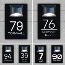 House Number Plaques Personalised House Signs Number and Street LED Solar Light