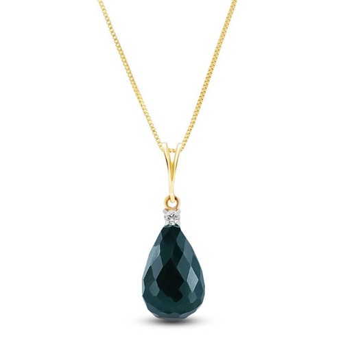 14K. GOLD NECKLACE WITH NATURAL DIAMOND & EMERALD - Picture 9 of 9