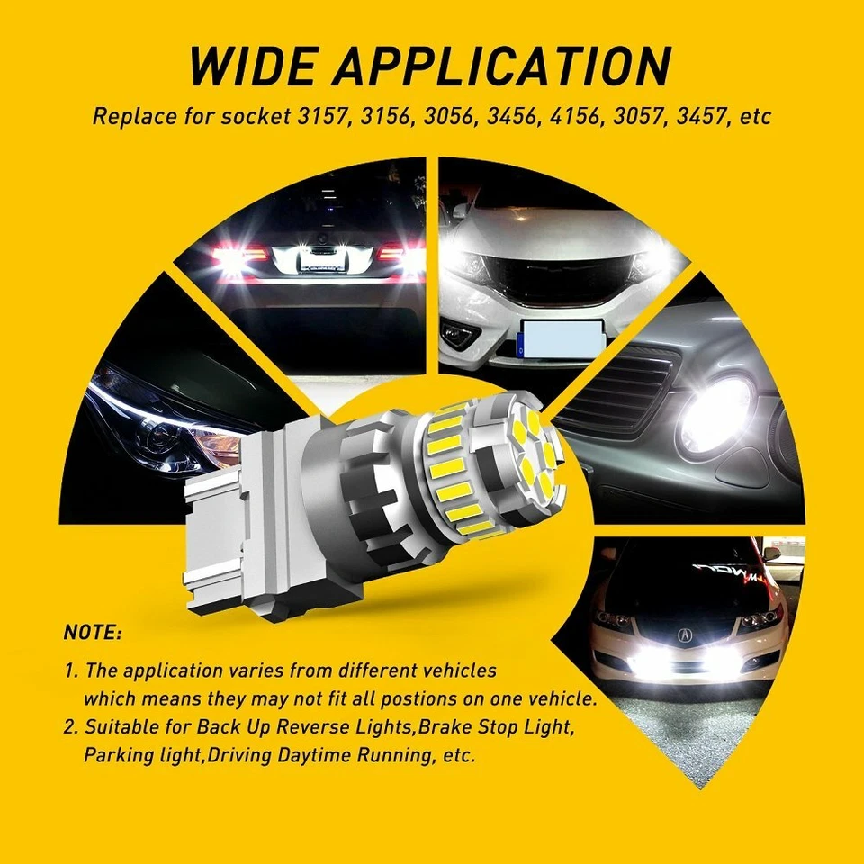 AUXITO 3157 3156 CANBUS LED Backup Reverse Light Bulbs White 6000K Error Free EE - Image 3 of 4