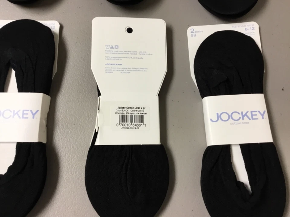 Nuevo con etiquetas Para mujeres EE. UU. Jockey Algodón Forro Calcetín Zapato Talla 8-12 Negro 12 Pares #1445L Foto 3 de 3