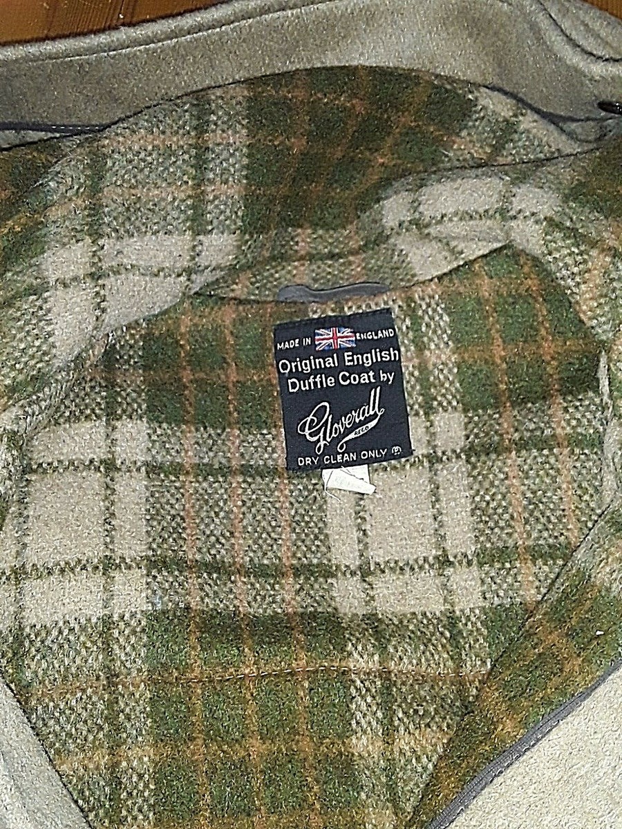 Vintage Gloverall English Wool Duffle Coat Size 46 Beige Made in