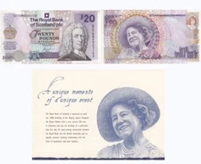 Scotland 20 Pound 2000 P 361 Commemorative 100th Queen Mother UNC W/FOLDER
