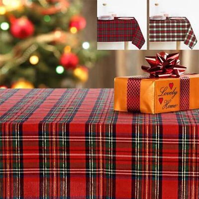 LOVELY HOME Tovaglia di natale tartan scozzese made in Italy tessuto lurex senza Tovaglioli