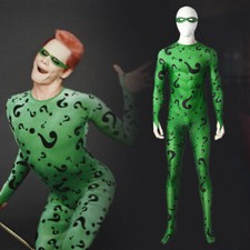 Batman Forever Riddler Jumpsuits Bodysuit Zentai Tight Cosplay Costume Halloween