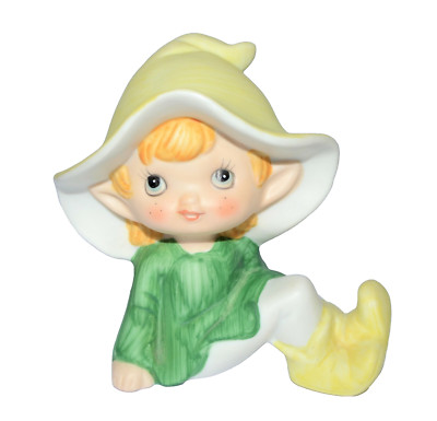 Vintage Homco Pixie Fairy Figurine Porcelain St Patrick's Elf 5213
