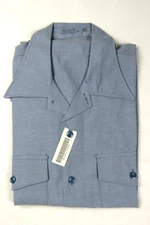 Vtg NOS 100% COTTON USN Chambray Work Shirt Sz M Naval Long Sleeve Utility Blue