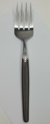 Vtg Serving Fork Retro HOLIDAY Brown Handle Japan Stainless Flatware SRI