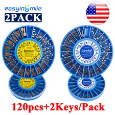 2Pack Dental Conical Screw Posts Plated Silver/Gold Stainless Steel 120pc & 2Key