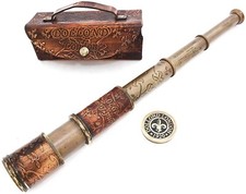 Nautical Marine Spyglass Brass Telescope with Leather case High Quality Lens