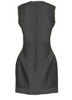 NWT $3450 Dsquared2 Dsquared Mercy Falls Ruched Leather Trim Bandage Dress  42 | eBay