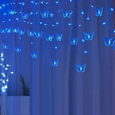 Butterfly 96 LED Fairy String Curtain Lights Lamp Christmas Party Wedding Decor