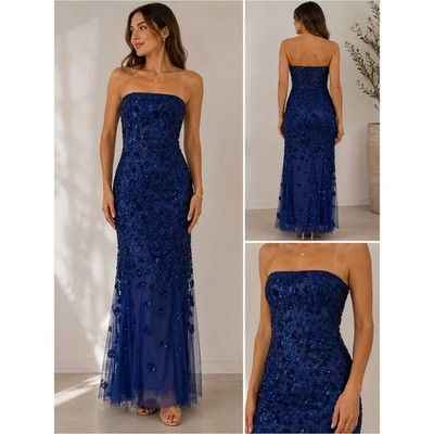 Cache Royal Blue Strapless Sequin Evening Gown   Size 0 | NWT