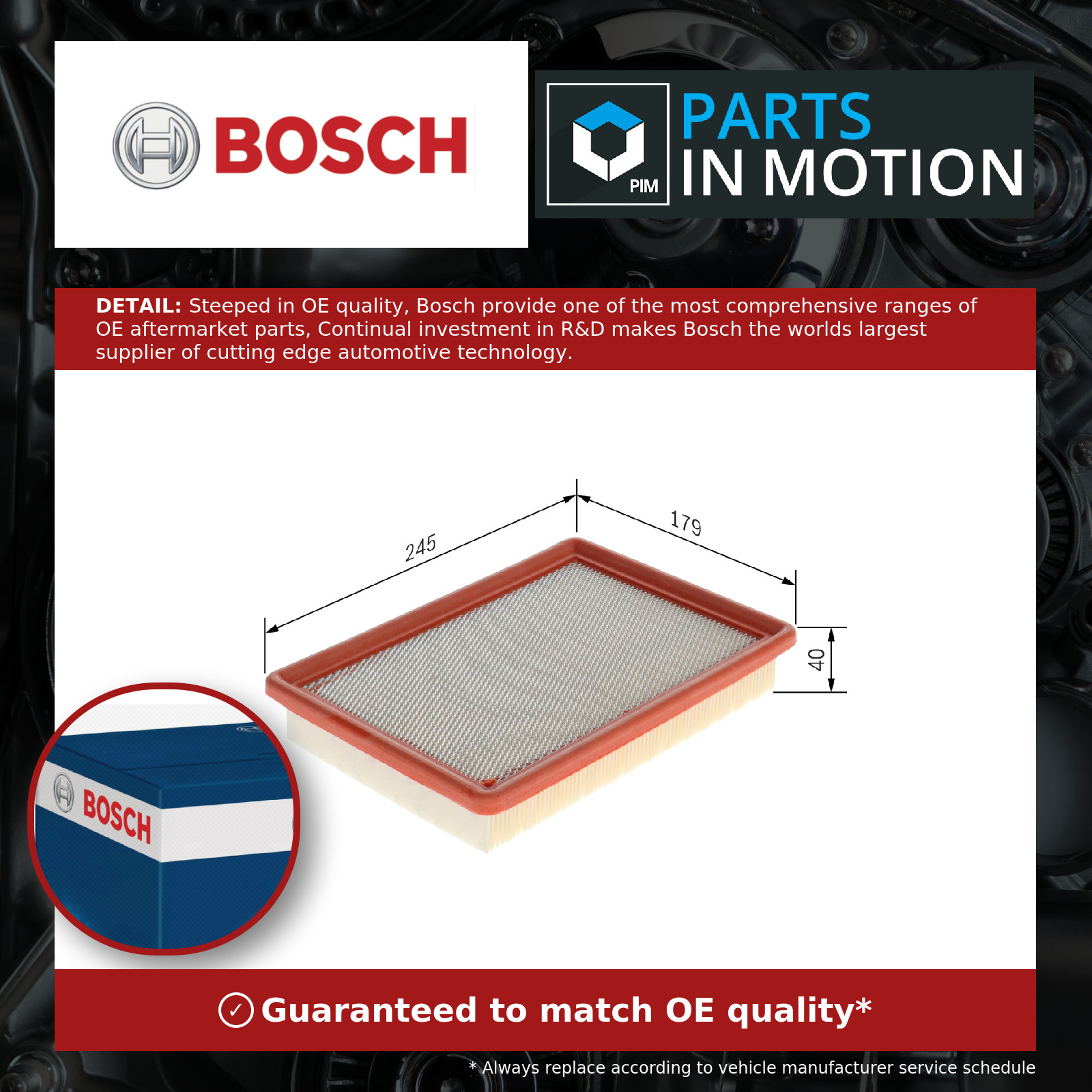 2x ✅Fits BOSCH 1 457 433 253 air filter FIAT ALFA ROMEO, LANCIA ⭐UK Seller⭐ - Image 12