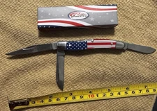 Rite Edge USA Flag 3 Blade Folding Pocket Knife 3 1/2" Closed  2 1/2” Blade