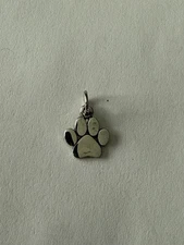 Sterling Silver Paw Print Charm - Pet Charm - Flat 13x9mm