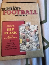 Charlie Buchans Football Monthly Hip Flask Stainless Steel 6oz Gift Boxed