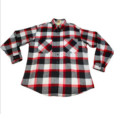 Vintage St John’s Bay Big Mac Men’s Plaid Heavy Flannel Large USA Made Red Black