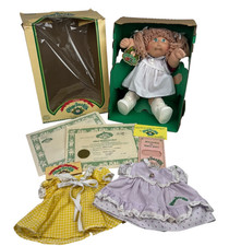 1984 Cabbage Patch bambola bambina Coleco occhi verdi scatola capelli biondi