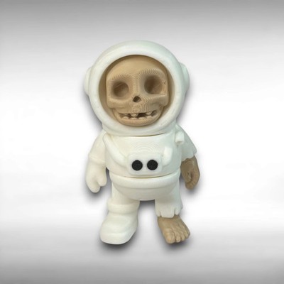 Mini Skeleton Astronaut   3D Printed Spooky Space Figurine, Creepy Sci-Fi Decor