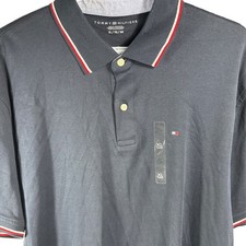 Tommy Hilfiger Mens Navy Blue Striped Collar Cotton Polo Shirt XL New NWOT