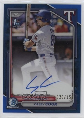 2024 Bowman Draft Chrome Prospect Blue Refractor 29/150 Casey Cook Auto 3xf