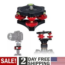 ✦ Camera Tripod Head Leveling Base Aluminum Alloy Precision Leveler Triple-wheel
