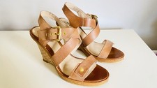 Dune Tan Leather Cork Wedges. Size 39/6 Excellent condition