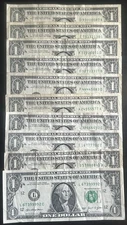 $1 FULL COMPLETE QUAD SET 0-9 Lot of 10 Four In A Row Fancy Serial Numbers