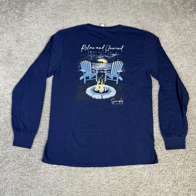 Simply Blessed Shirt Womens M Blue Relax And Unwind Crew Neck Long Sleeve