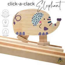 Wooden Animal Racing Ramp Toy Elephant Cow Toddler Toy Free Ship US