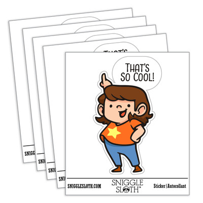 Water Bottle Sticker Set That's So Cool Compliment Cartoon Kid Pointing - 5 Pack