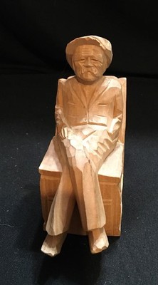 VTG Artisanat Chamard INC. St Jean Port Joli Handcarved Oldman In Rocking Chair 