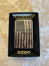ZIPPO Cigarette Lighter Distressed American Flag Made in USA