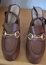 NIB Gucci Ottavia Brown Leather Horsebit Plat...