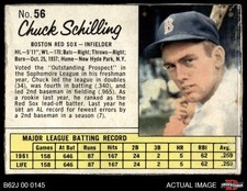 1962 Jello #56 Chuck Schilling Red Sox 2 - GOOD