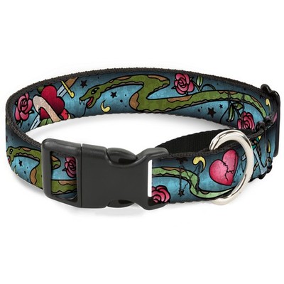 Plastic Martingale Collar Live Hard Die Young CLOSE-UP Turquoise WID (US IMPORT)