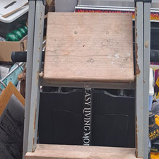 Easy Living Metal & Wood Step Ladder Grey/Wood 50cm Height 100kg Load