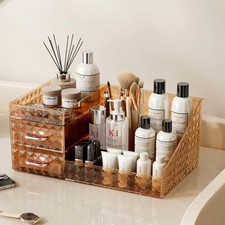 Clear Makeup Organizer for Vanity,Desk Makeup Caddy With Drawers for Amber