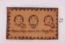 Leather Postcard Three Girls Anxious Hope Joyous Bliss Happy Miss 1910