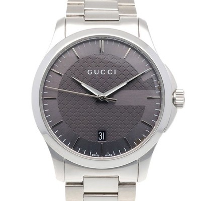 Gucci G-Timeless Quarzuhr Herren Edelstahl Schwarz Silber Aus Japan ''